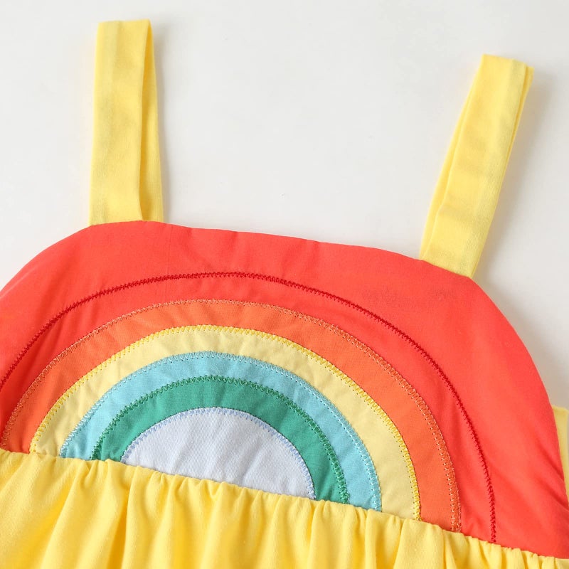 Frogwill Girls Rainbow Tank Dress Summer Outfit 5T, Yellow - Image 3